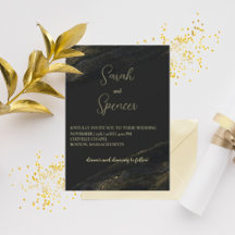 Convite para Casamento Dourado Preto e Esparso