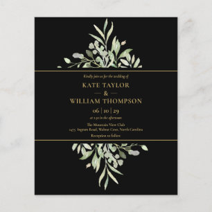 Convite para Casamento Dourado Verde Preto para Or