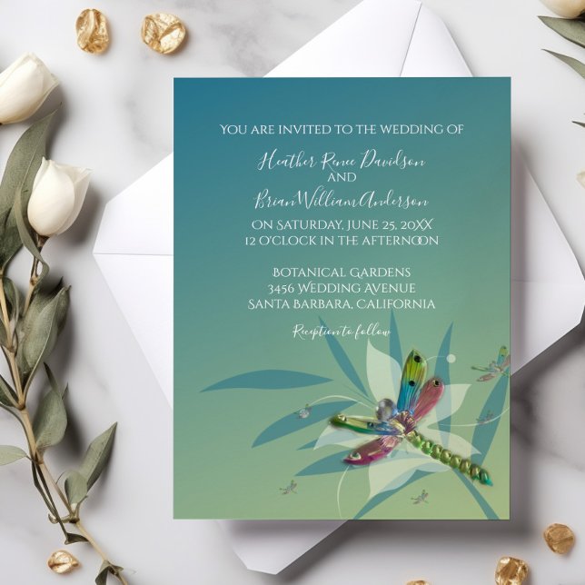 Convite para Casamento Dragonfly (Resting Dragonfly Wedding Invitation)