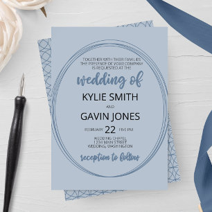 Convite para Casamento Dusty Blue Oval