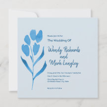 Convite para Casamento Dusty Blue Watercolor