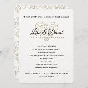 Convite para Casamento e Recepção de Templo Dourad