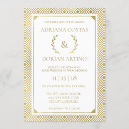 Convite para Casamento Elegância Grega, Faux Doura