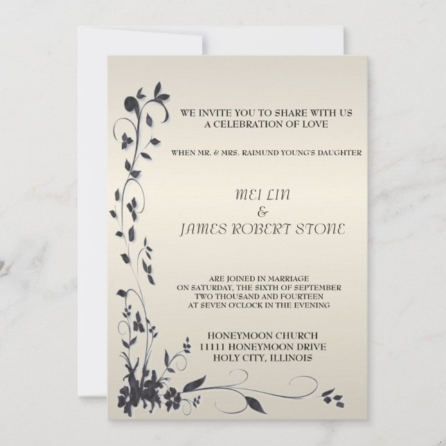 Convite para Casamento Elegante (Frente)