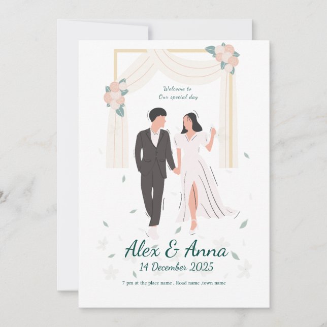 Convite para Casamento Elegante (Frente)