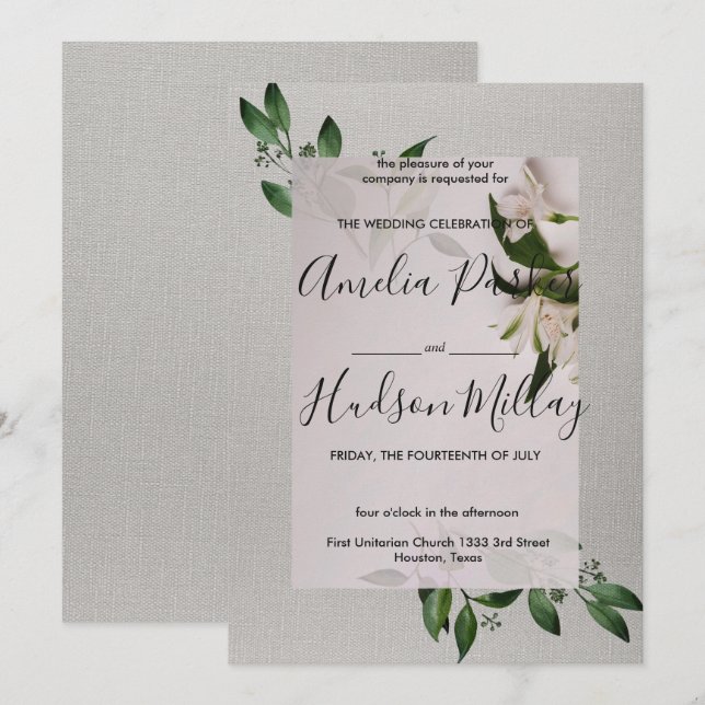 Convite para casamento elegante (Frente/Verso)