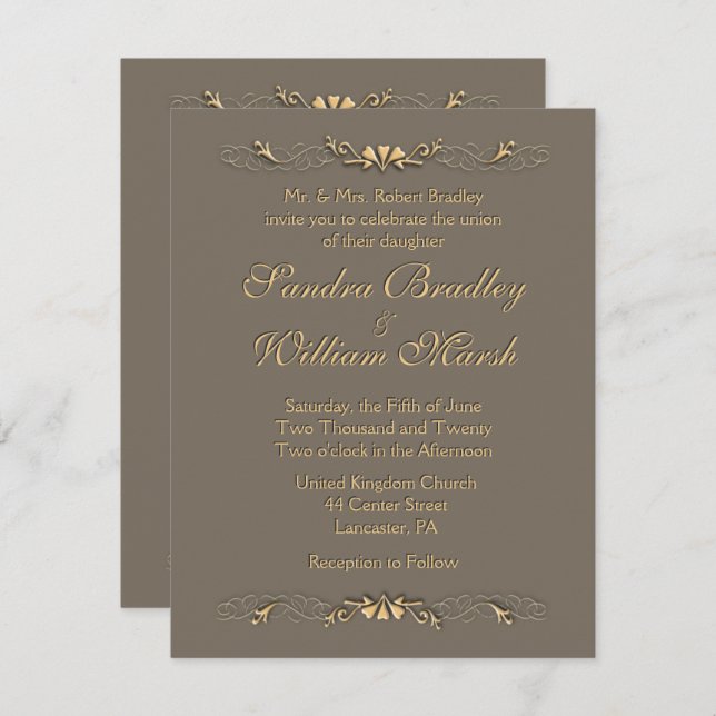 Convite para Casamento Elegante (Frente/Verso)