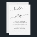 Convite para Casamento Elegante<br><div class="desc">A design romântica minimalista apresenta uma magnífica e elegante tipografia num fundo branco com um aspecto simples e limpo. Salve o papel, incluindo os detalhes na parte traseira do convite de casamento, em vez de em um cartão de cercado separado. Inclua as informações de RSVP também se seu convidado estiver...</div>