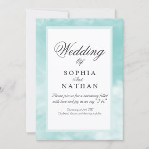 Convite para Casamento Elegante Aqua Watercolor