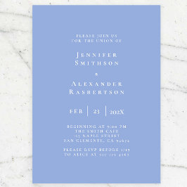 Convite para Casamento Elegante Azul e Branco