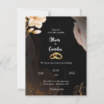 Convite para casamento Elegante Black and gold