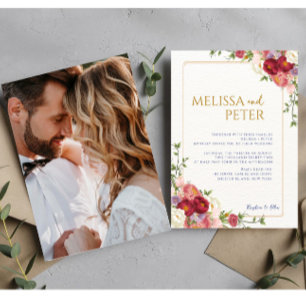 Convite para Casamento Elegante Boho Wildflower