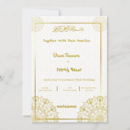 Convite para Casamento Elegante Branco e Dourado