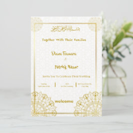 Convite para Casamento Elegante Branco e Dourado