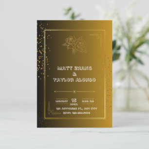 Convite Para Casamento Elegante Branco E Dourado