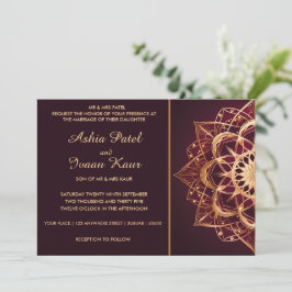 Convite para Casamento Elegante Burgundy Mandala