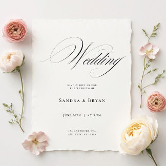 Convite para Casamento Elegante Clássico da Caligr