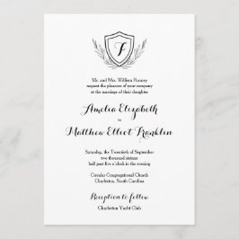 Convite para Casamento Elegante Clássico de Crest