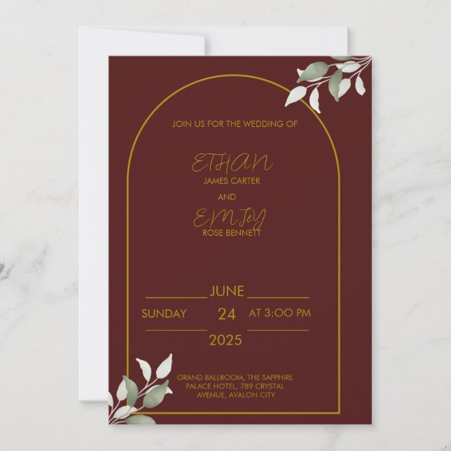 Convite para Casamento Elegante - Clássico e Etern (Frente)