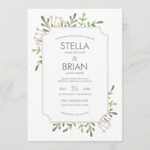 Convite para Casamento Elegante de Aquarela