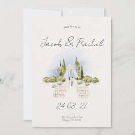 Convite para Casamento Elegante de Aquarela