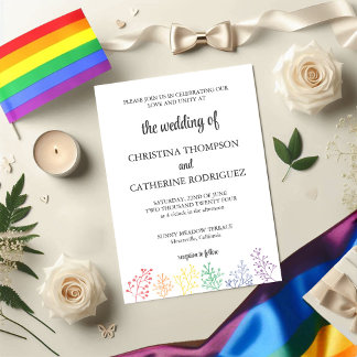 Convite para Casamento Elegante de Aquarela LGBTQ