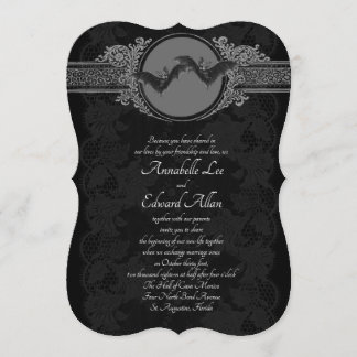 Convite para Casamento Elegante de Bat Gótico orna