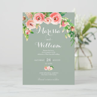 Convite para Casamento Elegante de Blush Pink e Sa