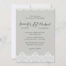 Convite para Casamento Elegante de cinzas e Lace B