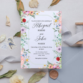 Convite para Casamento Elegante de Flor Selvagem