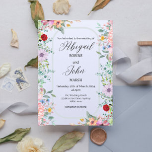 Convite para Casamento Elegante de Flor Selvagem