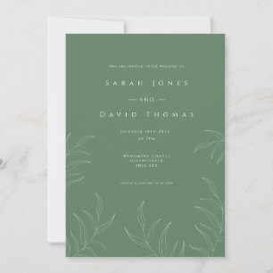 Convite para Casamento elegante de folha de olivei