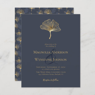 Convite para Casamento Elegante de Folha de Ouro A