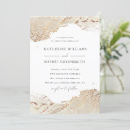 Convite para Casamento Elegante de Folha Dourada T