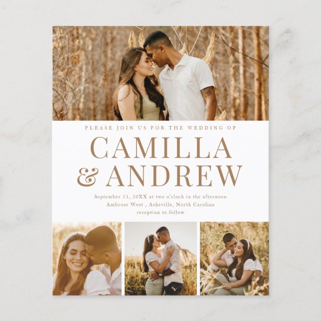 Convite para Casamento Elegante de Foto Moderno 4  (Frente)