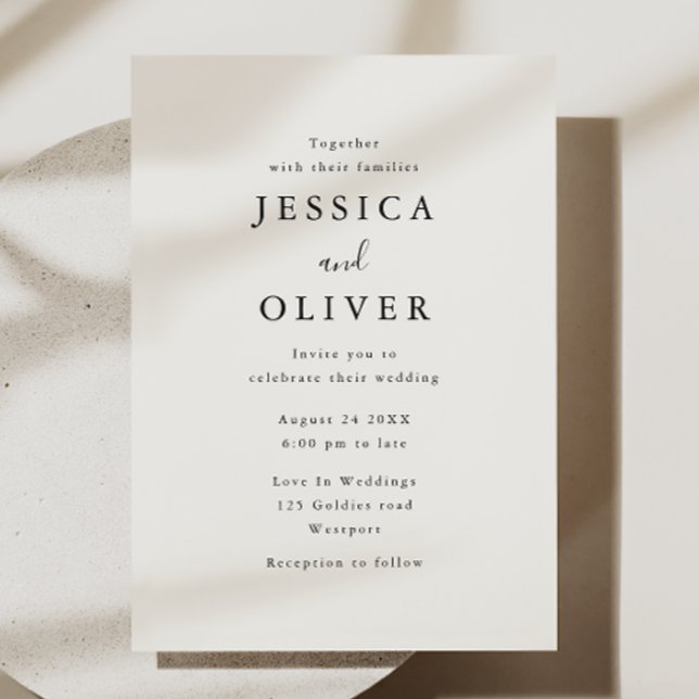 Convite para Casamento Elegante de Ivory & Black (Criador carregado)