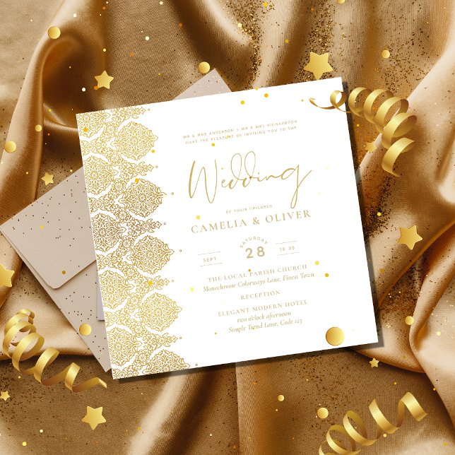 Convite para Casamento Elegante de Lace Branco Dou (Criador carregado)