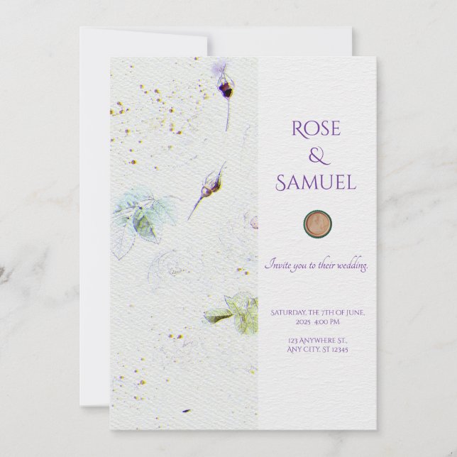 Convite para Casamento Elegante de Papel Texturiza (Frente)