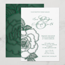 Convite para Casamento Elegante de Prata Verde Eme