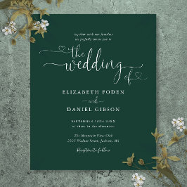 Convite para Casamento Elegante de Script Emerald 