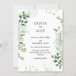 Convite para Casamento Elegante de Script Greenery