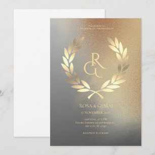 Convite para Casamento Elegante de Textura de Folh
