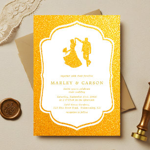 Convite para Casamento Elegante - Dourada Literatu