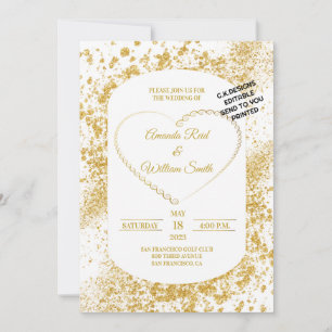 Convite para casamento Elegante Dourado convite pa