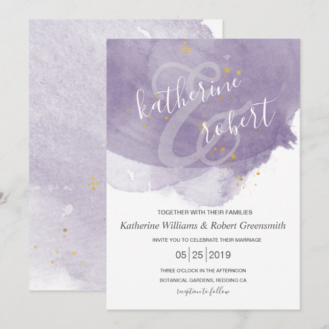 Convite para Casamento Elegante Dusty Dourado e Ro (Frente/Verso)