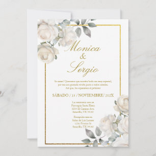 Convite para Casamento Elegante em Espanhol