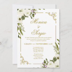 Convite para Casamento Elegante em Espanhol