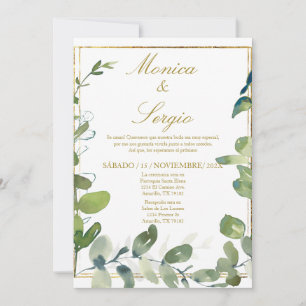 Convite para Casamento Elegante em Espanhol