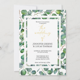 Convite para Casamento Elegante Eucalyptus Greener