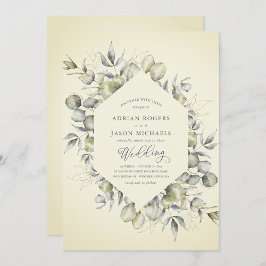 Convite para Casamento Elegante Eucalyptus Greener